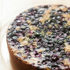 A soft and tender cake made with blue cornmeal for added flair, and studded with juicy blueberries | www.spachethespatula.com #recipe