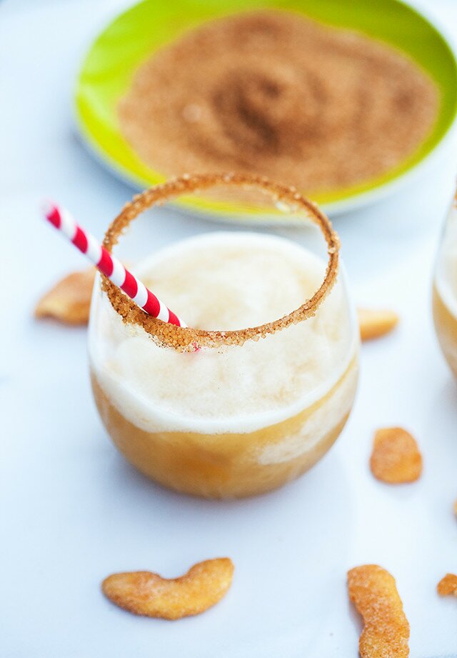 Refreshing frozen apple cider, spiked with bourbon---my new favorite way to beat the heat! | www.spachethespatula.com #recipe