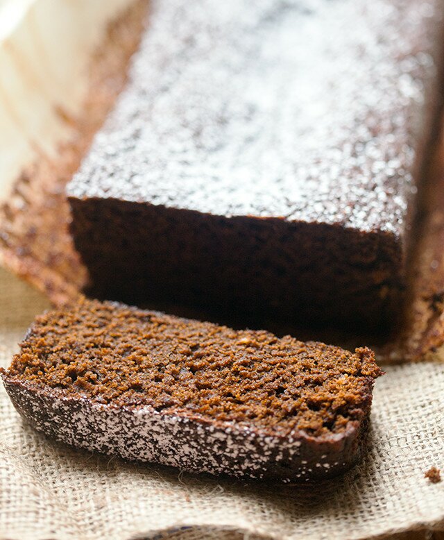 This gingerbread is sticky, moist, and full of holiday flavor...even PUMPKIN! | www.spachethespatula.com #recipe