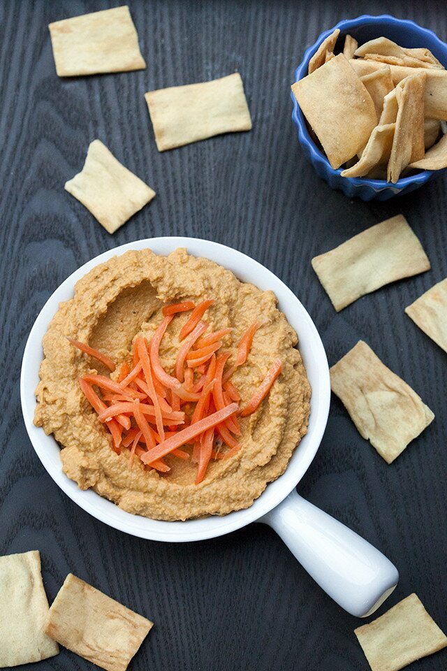 This unique hummus is slightly sweet, slightly spicy, and so SO good! | www.spachethespatula.com #recipe