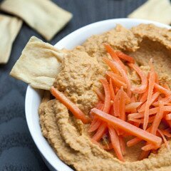 This unique hummus is slightly sweet, slightly spicy, and so SO good! | www.spachethespatula.com #recipe