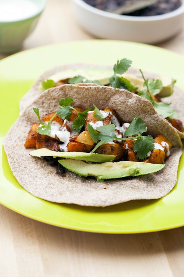 Crazy satisfying vegetarian tacos that are slightly smoky, slightly spicy, slightly sweet, and fully delicious! | www.spachethespatula.com #recipe