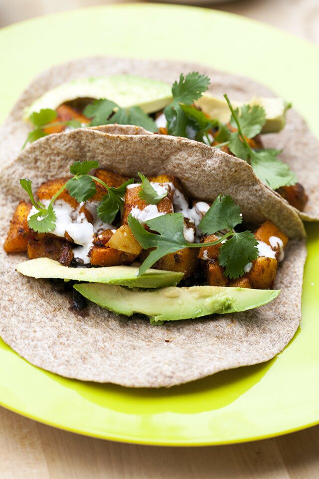 Crazy satisfying vegetarian tacos that are slightly smoky, slightly spicy, slightly sweet, and fully delicious! | www.spachethespatula.com #recipe