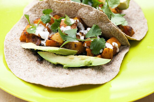 Crazy satisfying vegetarian tacos that are slightly smoky, slightly spicy, slightly sweet, and fully delicious! | www.spachethespatula.com #recipe