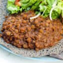 This deeply spiced lentil dish is perfect served with spongy injera bread. | www.spachethespatula.com #recipe #vegan