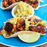 Bold and spicy shrimp pair perfectly with fruity and creamy mango guacamole! | www.spachethespatula.com #recipe