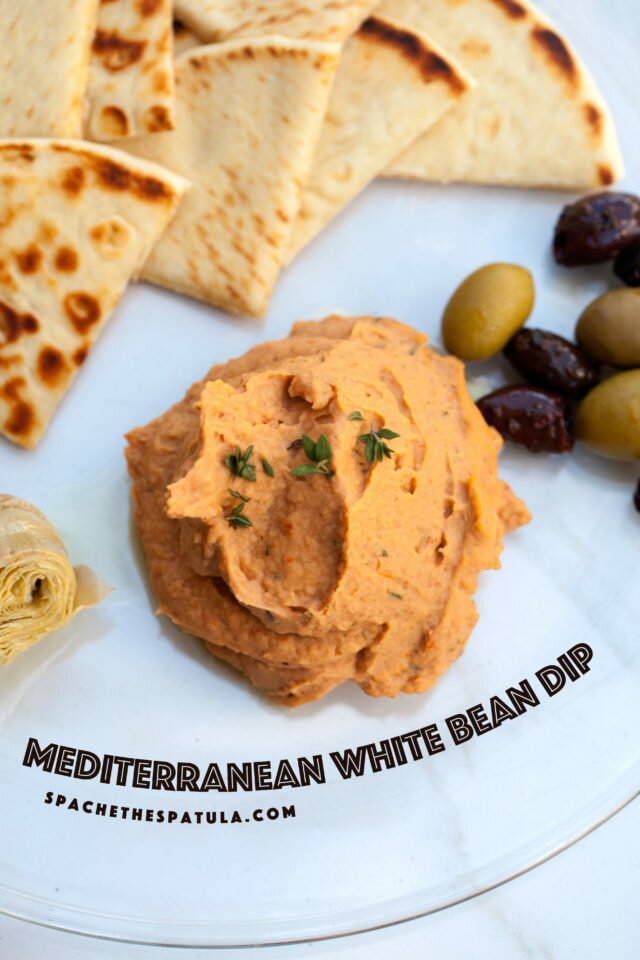 This hummus-like dip can be served warm or cold, and is packed with flavor from sun-dried tomatoes and thyme! | www.spachethespatula.com #recipe #vegan