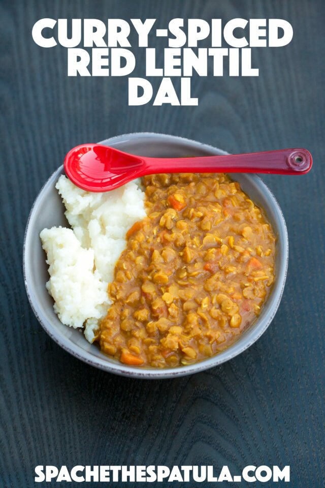 A super easy, and super tasty curried lentil dish that pairs perfectly with everything from mashed potatoes to flatbread | www.spachethespatula.com #recipe #vegan