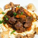 Julia's Beef Bourguignon and Garlic Mashed Potatoes | www.spachethespatula.com #recipe